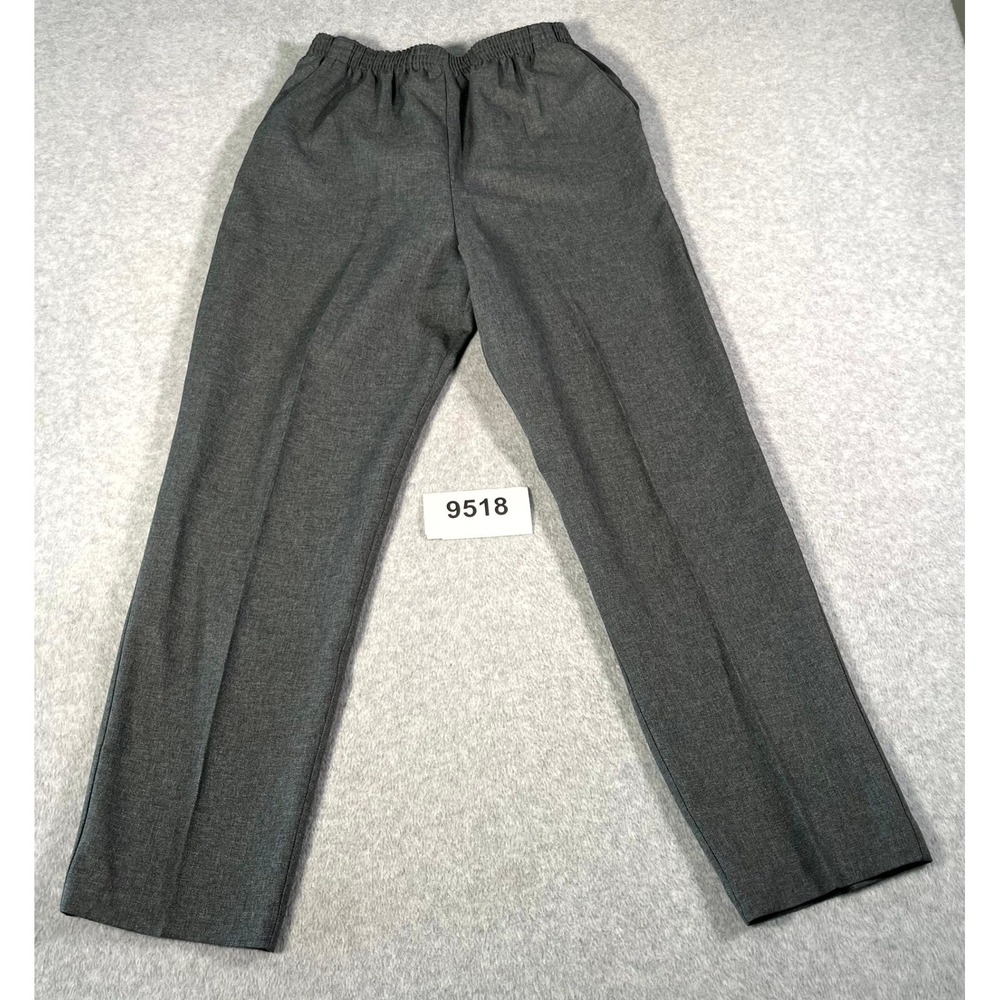 Donnkenny Classics Pants Womens 16 Gray Elastic Waist Flat Front Straight Leg